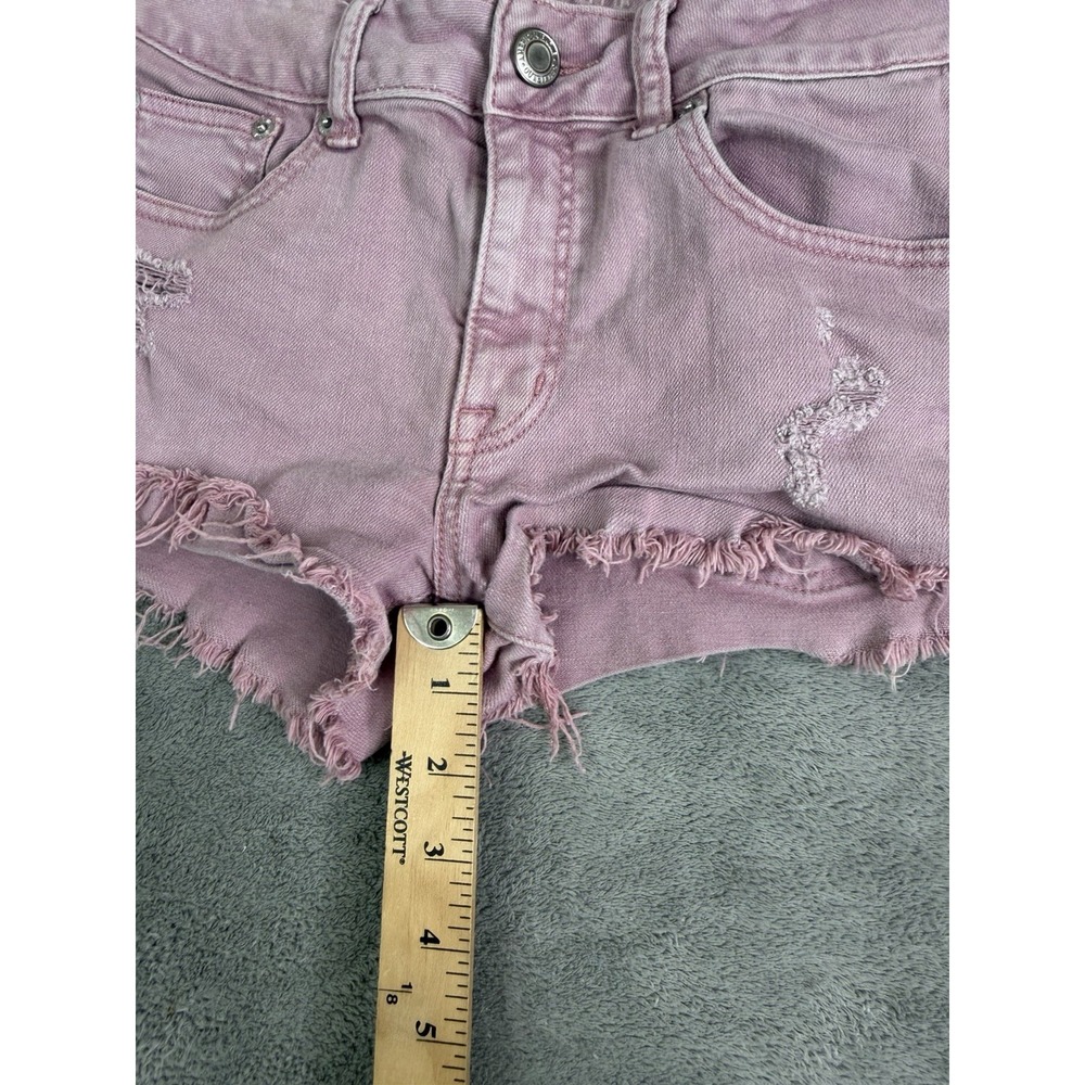 Vintage Y2K American Eagle Micro Mini Denim Shorts Women's Size 2 Pink - Picture 9 of 9